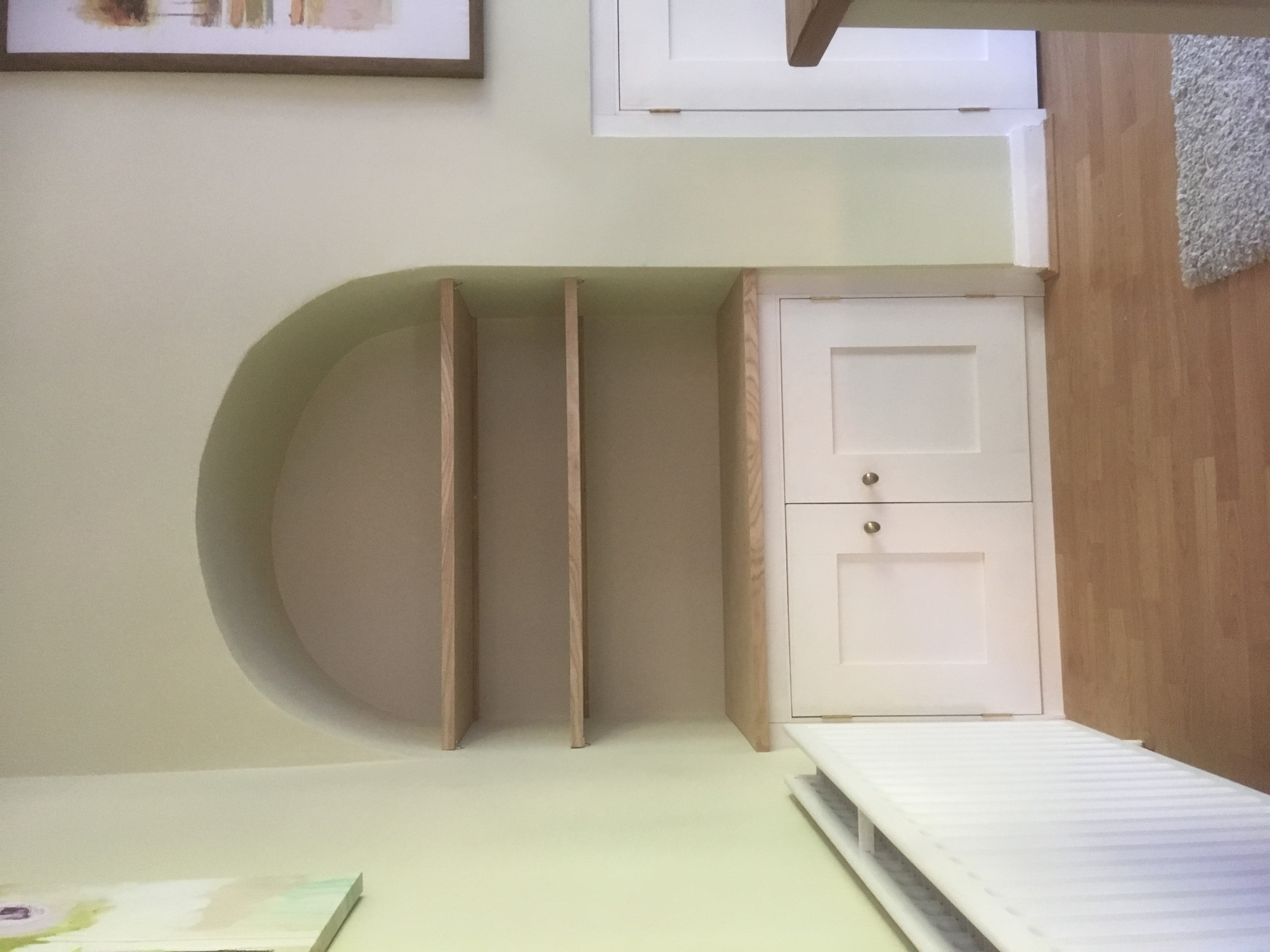 Detail of a precise dovetail joint in a walnut cabinet